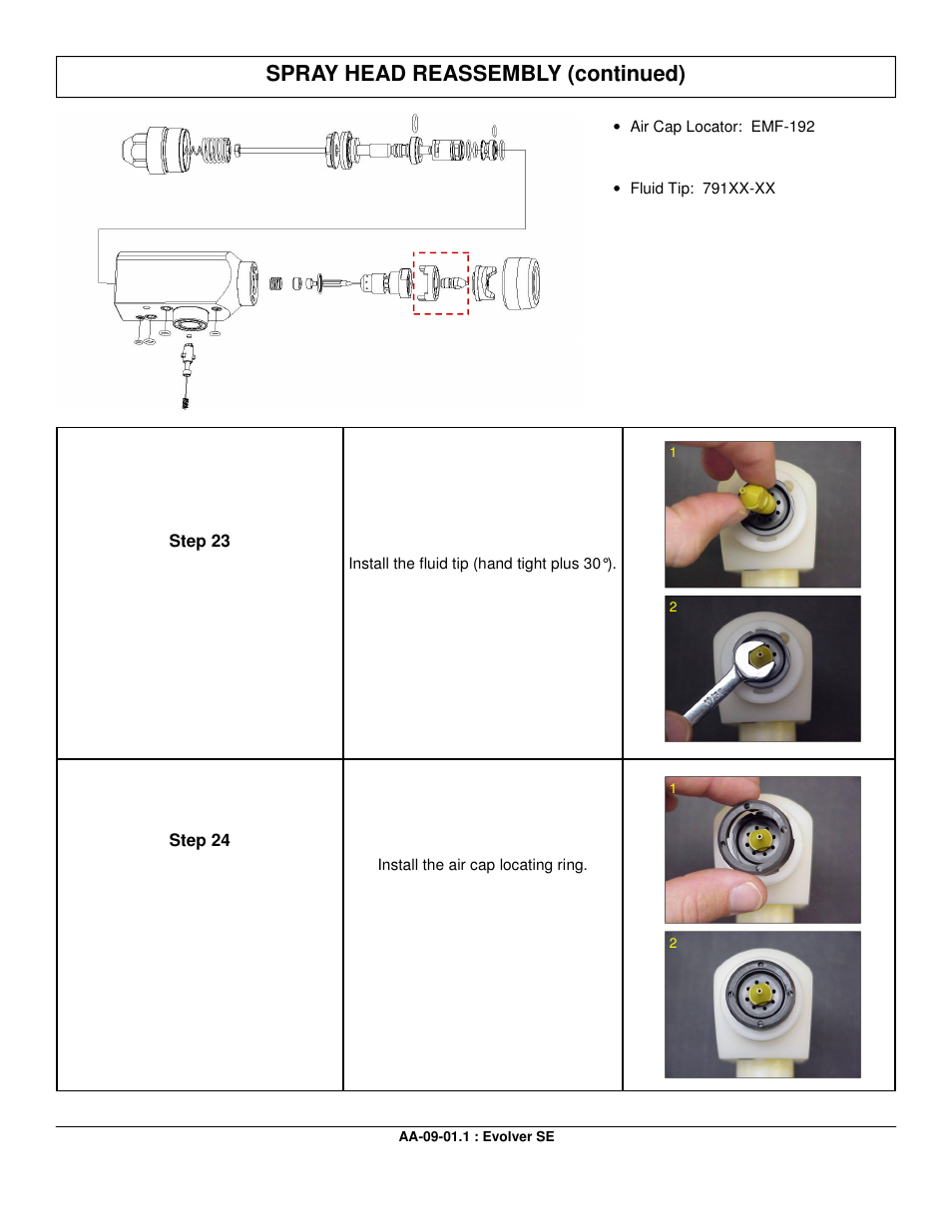 Spray head reassembly (continued) | Ransburg Evolver SE Robotic Atomizer A12455-XXXXXXXX User Manual | Page 55 / 79