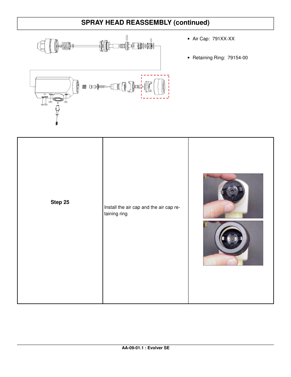 Spray head reassembly (continued) | Ransburg Evolver SE Robotic Atomizer A12455-XXXXXXXX User Manual | Page 56 / 79