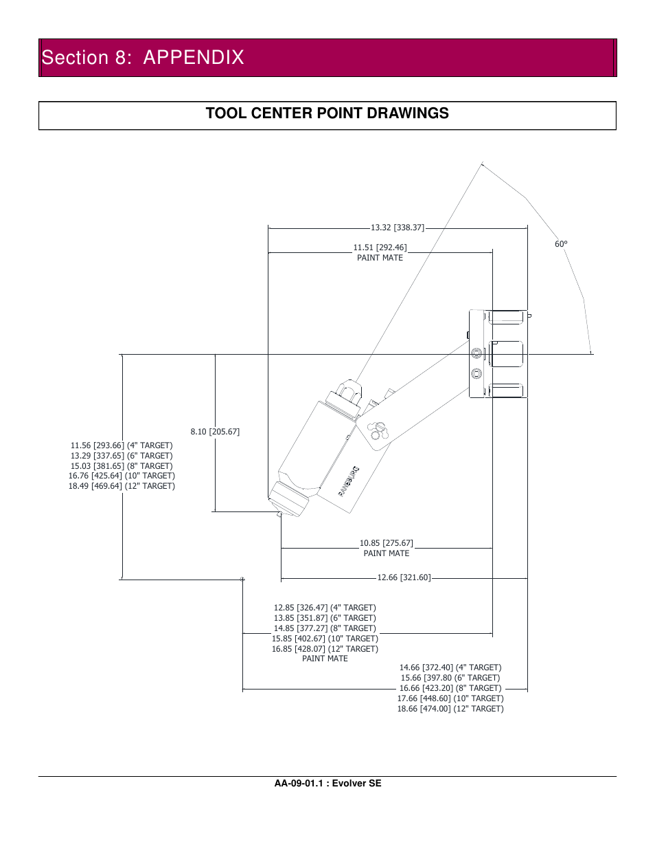 Tool center point drawings | Ransburg Evolver SE Robotic Atomizer A12455-XXXXXXXX User Manual | Page 60 / 79