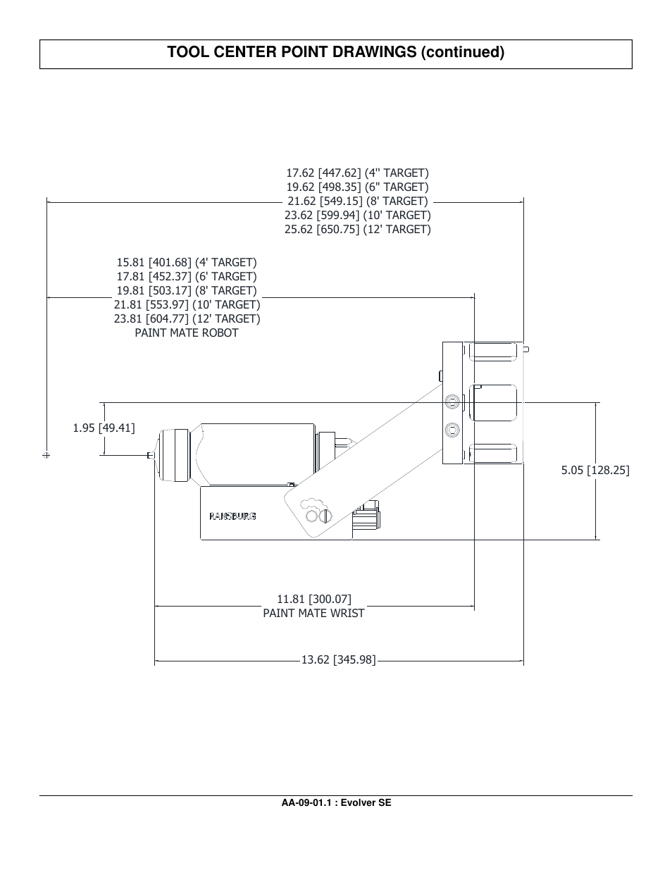 Tool center point drawings (continued) | Ransburg Evolver SE Robotic Atomizer A12455-XXXXXXXX User Manual | Page 61 / 79