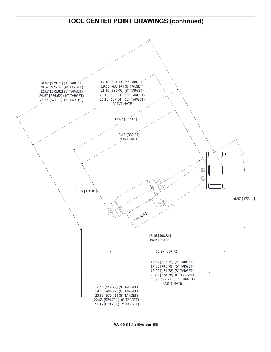 Tool center point drawings (continued) | Ransburg Evolver SE Robotic Atomizer A12455-XXXXXXXX User Manual | Page 63 / 79