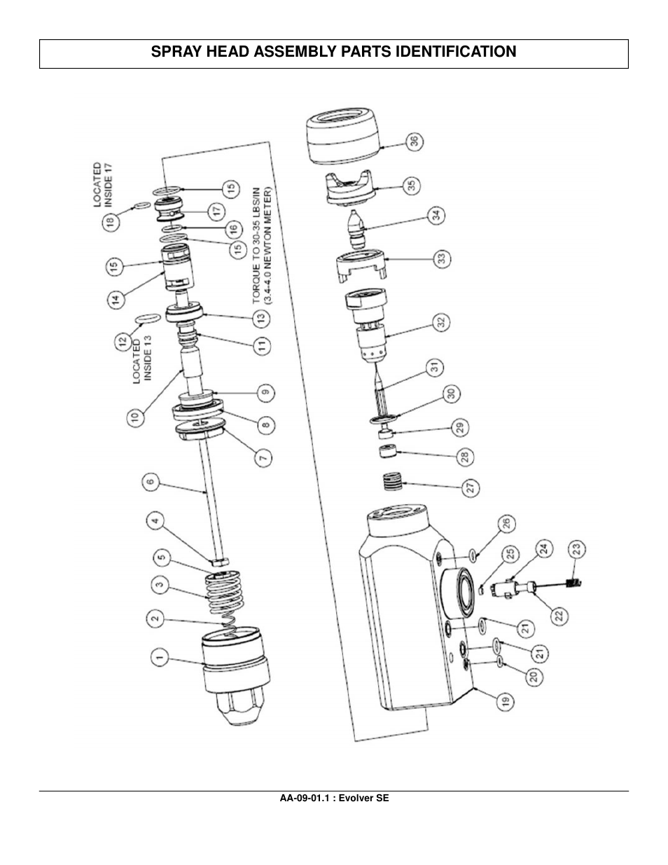 Spray head assembly parts identification | Ransburg Evolver SE Robotic Atomizer A12455-XXXXXXXX User Manual | Page 68 / 79