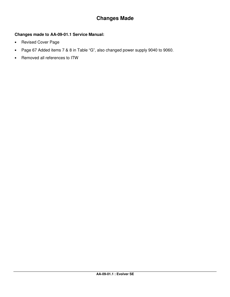 Changes made | Ransburg Evolver SE Robotic Atomizer A12455-XXXXXXXX User Manual | Page 78 / 79