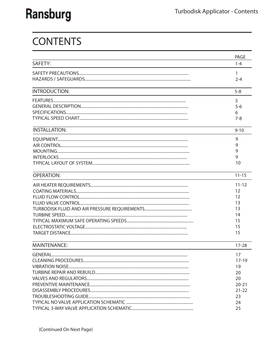 Ransburg Turbodisk Applicator Assembly A11376 User Manual | Page 3 / 78