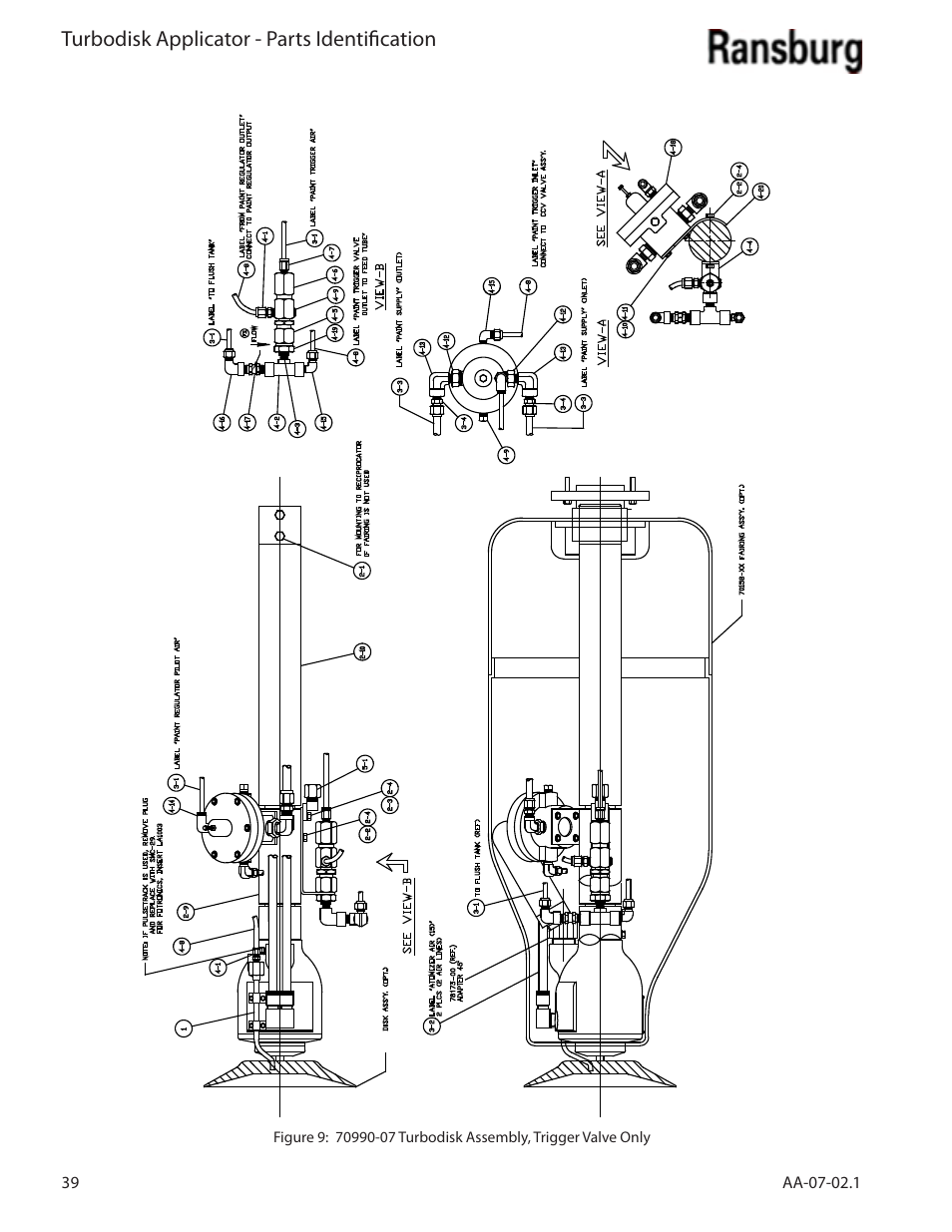 Turbodisk applicator - parts identification | Ransburg Turbodisk Applicator Assembly A11376 User Manual | Page 44 / 78