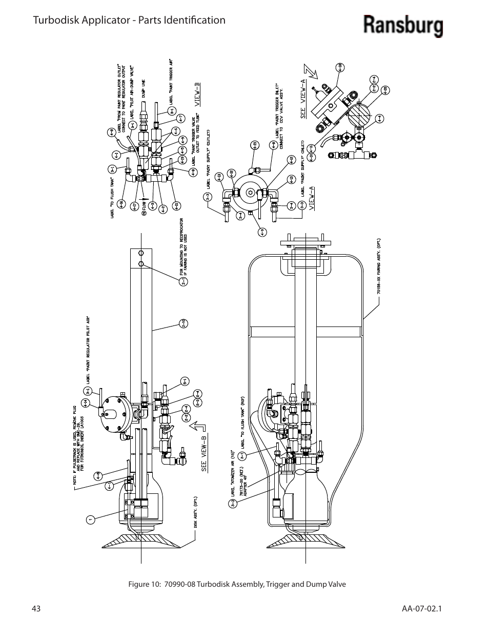 Turbodisk applicator - parts identification | Ransburg Turbodisk Applicator Assembly A11376 User Manual | Page 48 / 78