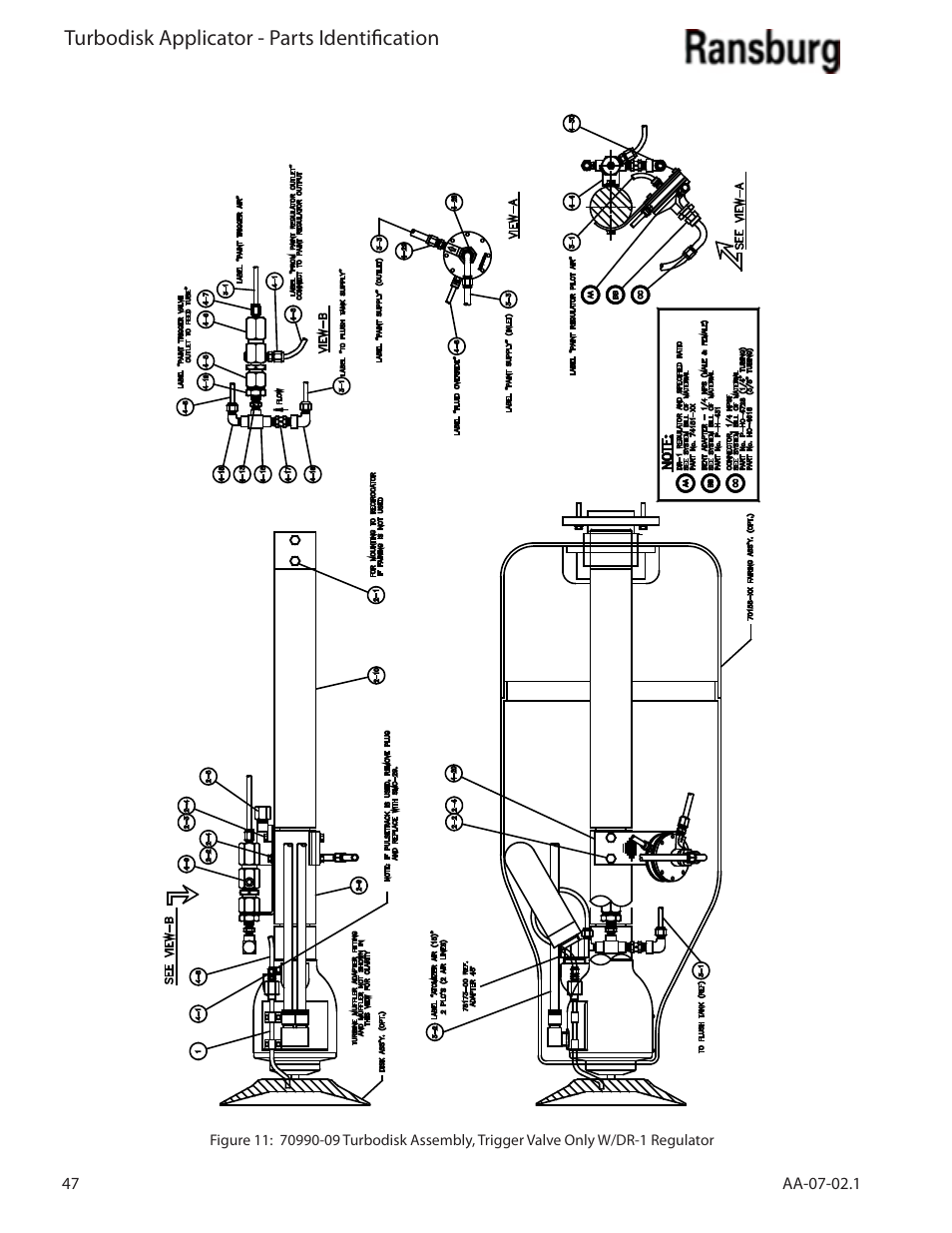 Turbodisk applicator - parts identification | Ransburg Turbodisk Applicator Assembly A11376 User Manual | Page 52 / 78