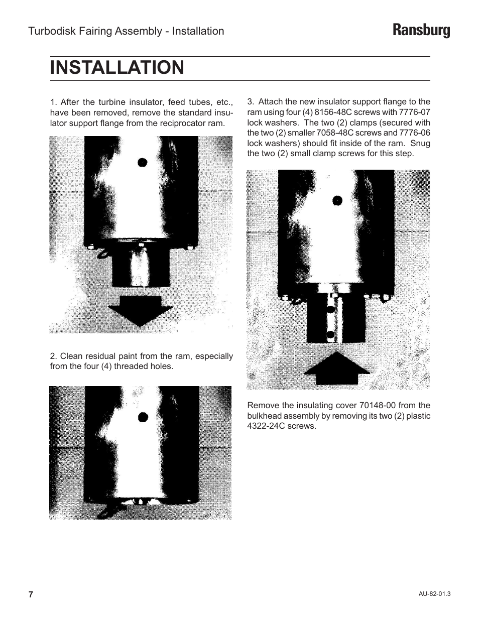 Installation, Ransburg | Ransburg Turbodisk Fairing Assembly 70158 User Manual | Page 10 / 17