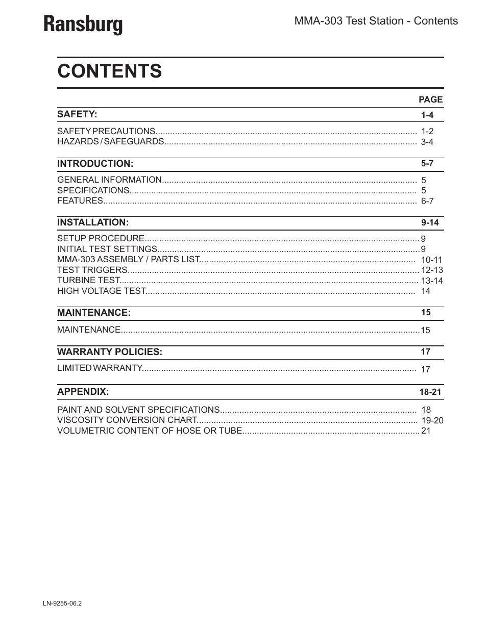 Ransburg MMA-303 Direct_Ind Test Stand User Manual | Page 3 / 26