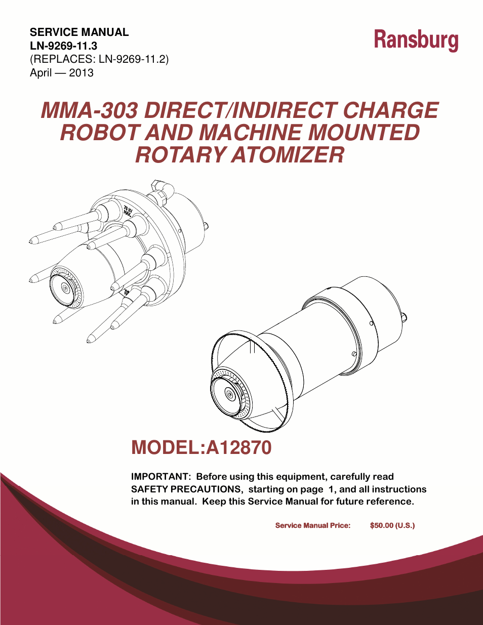 Ransburg MMA-303 Direct_Ind Charge Atomizer A12870 User Manual | 132 pages
