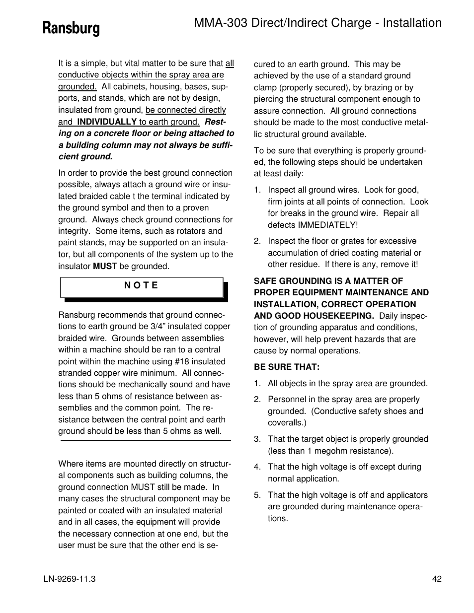 Mma-303 direct/indirect charge - installation | Ransburg MMA-303 Direct_Ind Charge Atomizer A12870 User Manual | Page 45 / 132