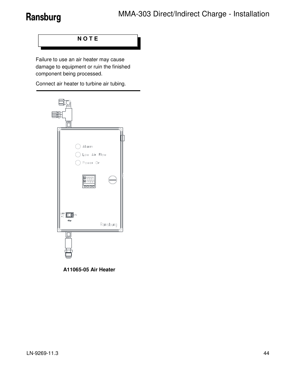 Mma-303 direct/indirect charge - installation | Ransburg MMA-303 Direct_Ind Charge Atomizer A12870 User Manual | Page 47 / 132