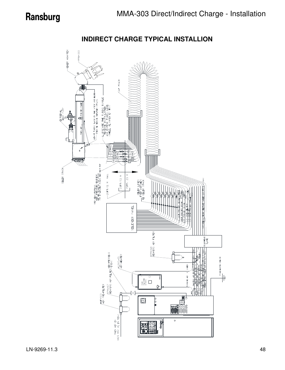 Mma-303 direct/indirect charge - installation, Indirect charge typical installion | Ransburg MMA-303 Direct_Ind Charge Atomizer A12870 User Manual | Page 51 / 132