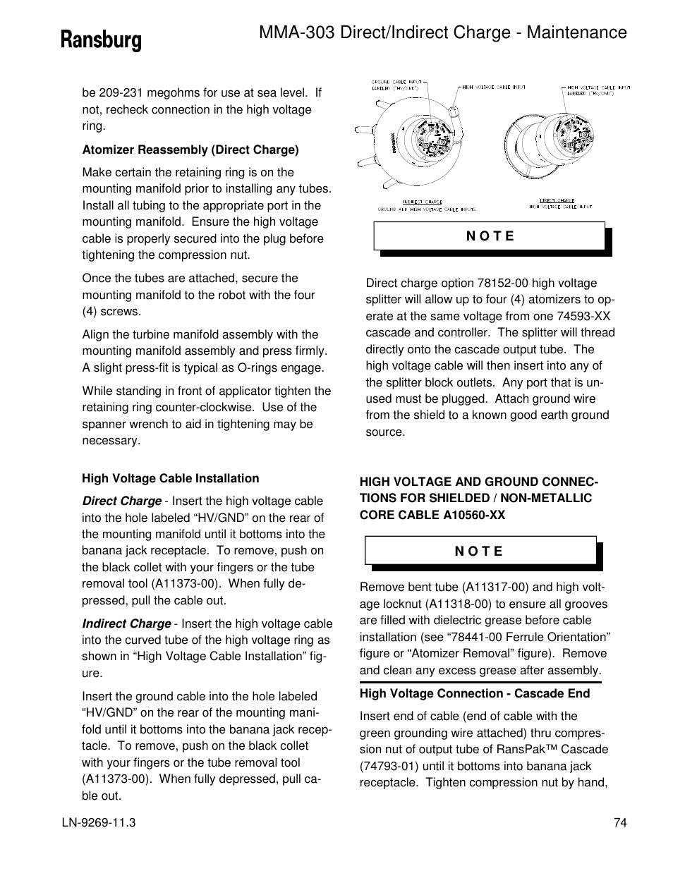 Mma-303 direct/indirect charge - maintenance | Ransburg MMA-303 Direct_Ind Charge Atomizer A12870 User Manual | Page 77 / 132