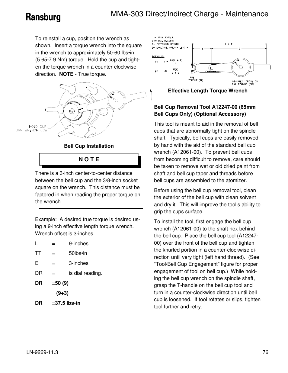 Mma-303 direct/indirect charge - maintenance | Ransburg MMA-303 Direct_Ind Charge Atomizer A12870 User Manual | Page 79 / 132