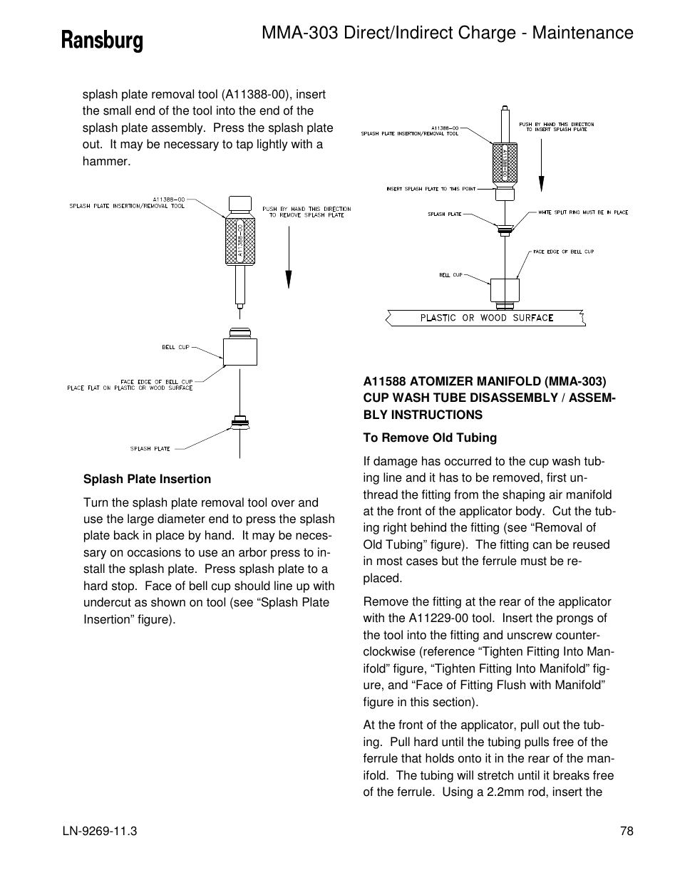 Mma-303 direct/indirect charge - maintenance | Ransburg MMA-303 Direct_Ind Charge Atomizer A12870 User Manual | Page 81 / 132