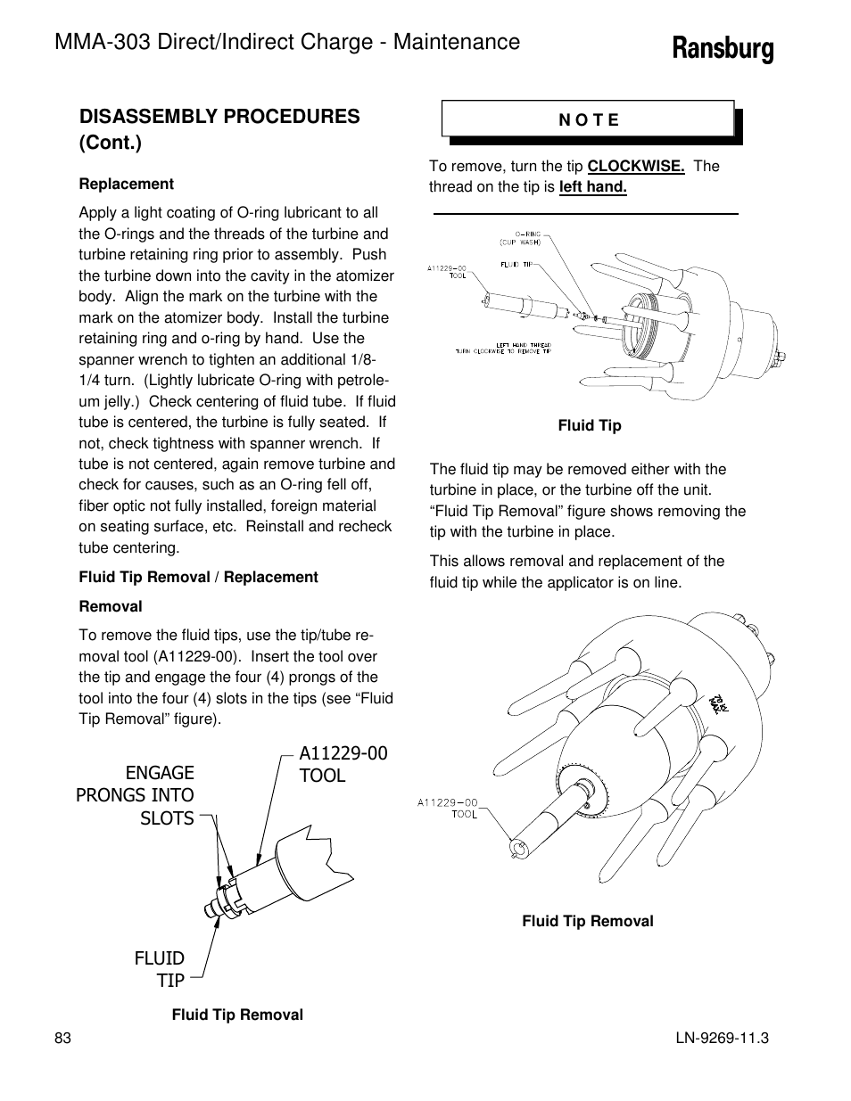 Mma-303 direct/indirect charge - maintenance | Ransburg MMA-303 Direct_Ind Charge Atomizer A12870 User Manual | Page 86 / 132