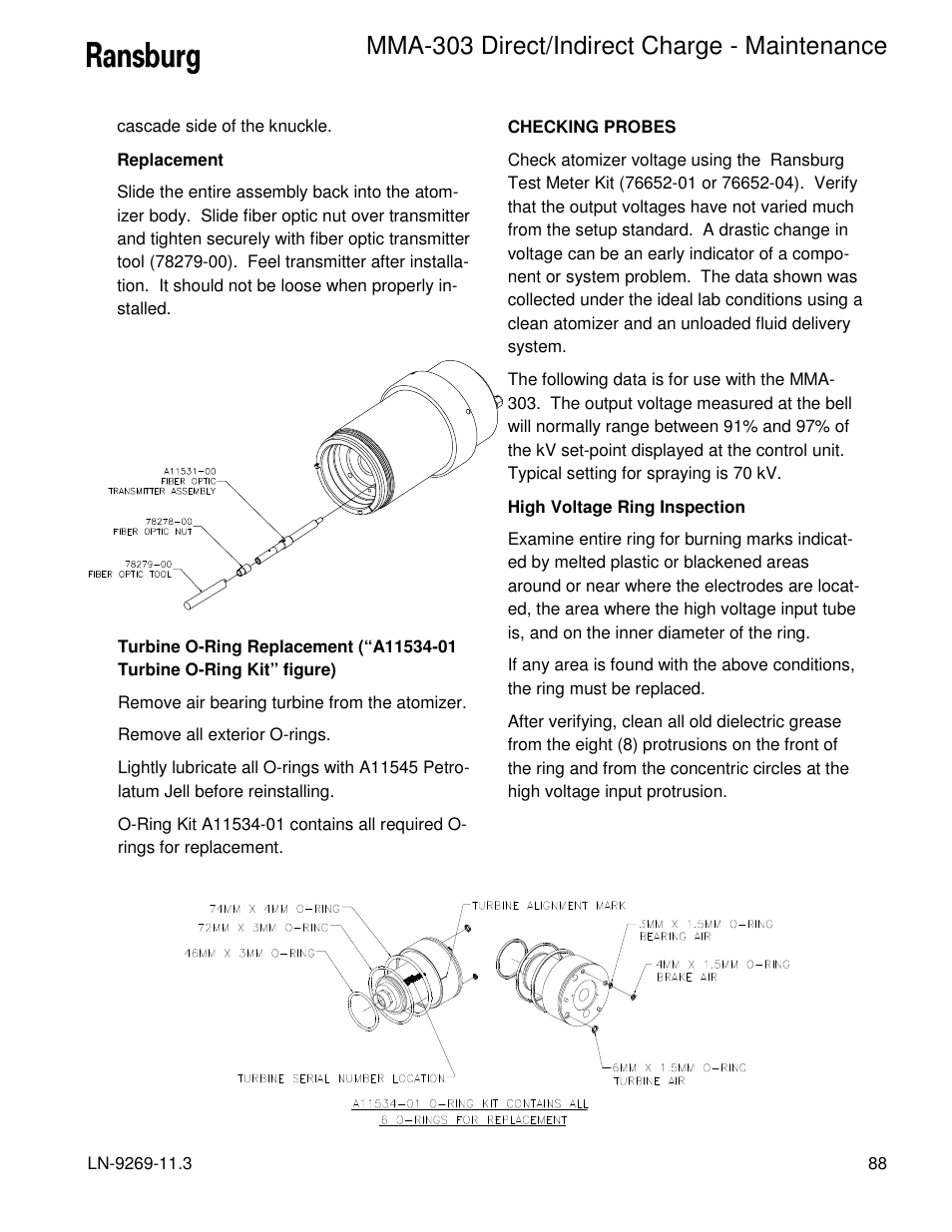 Mma-303 direct/indirect charge - maintenance | Ransburg MMA-303 Direct_Ind Charge Atomizer A12870 User Manual | Page 91 / 132