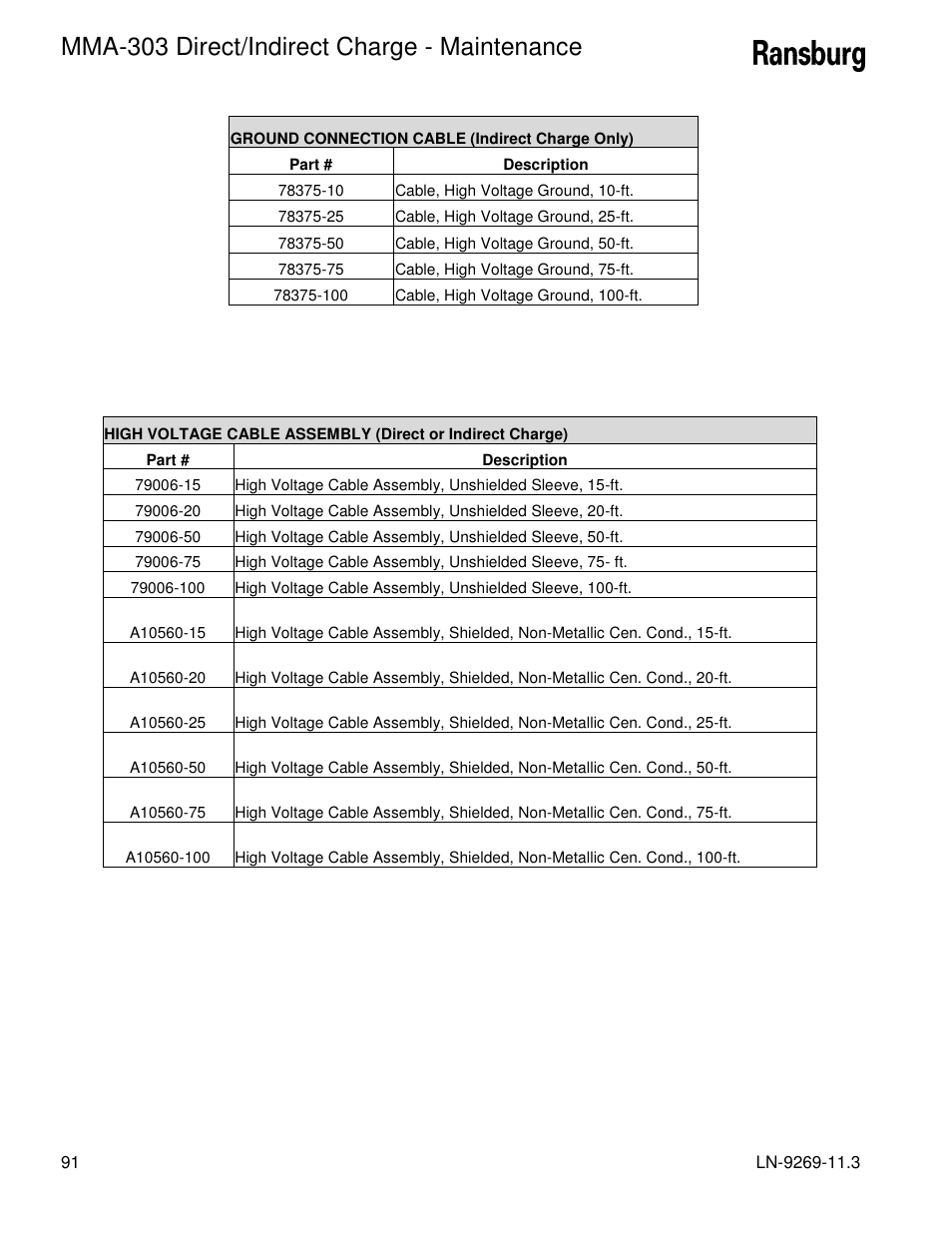 Mma-303 direct/indirect charge - maintenance | Ransburg MMA-303 Direct_Ind Charge Atomizer A12870 User Manual | Page 94 / 132