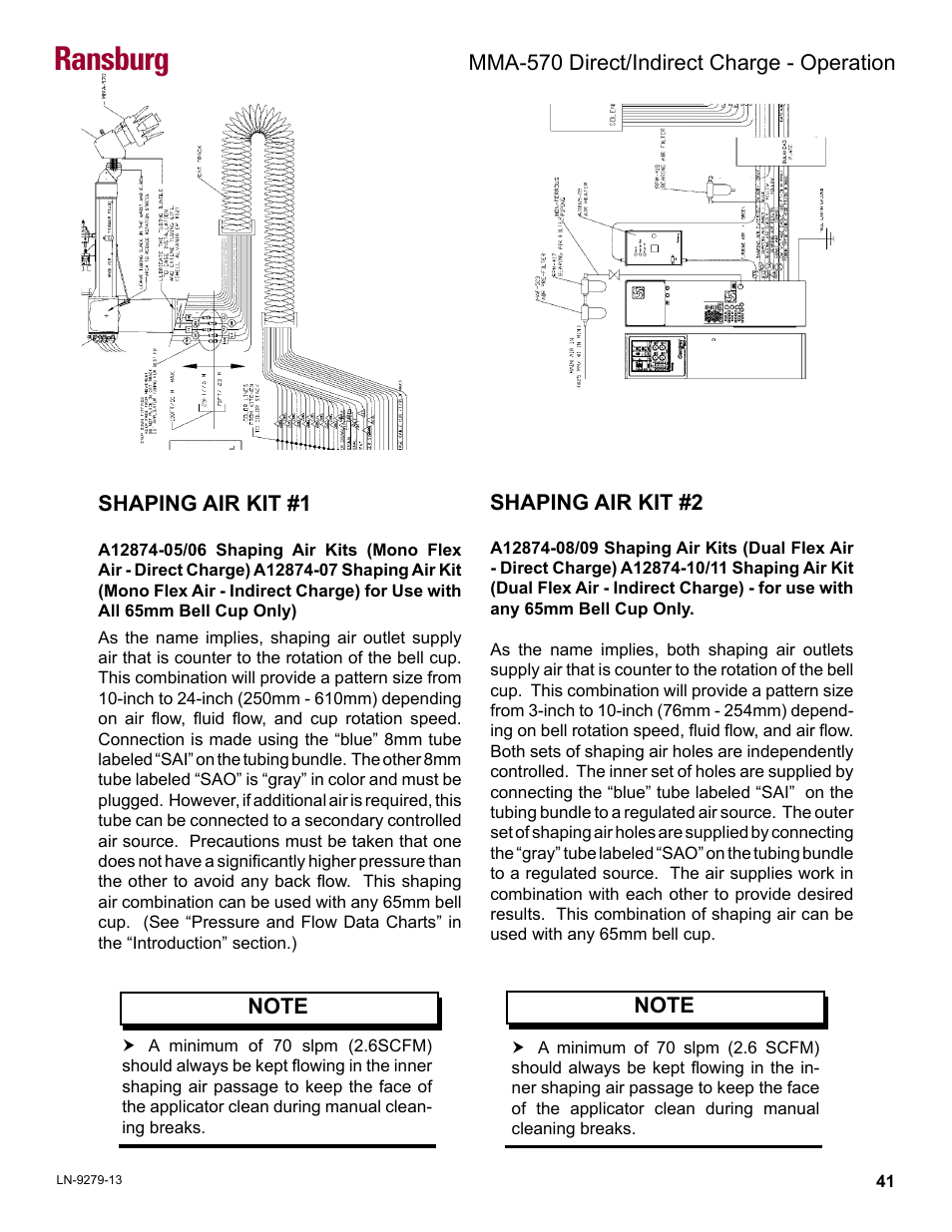 Shaping air kits, Ransburg, Shaping air kit #1 | Shaping air kit #2, Mma-570 direct/indirect charge - operation | Ransburg MMA-570 Direct_Ind Charge Atomizer A13366 User Manual | Page 44 / 109