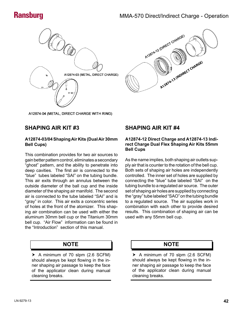 Ransburg, Shaping air kit #3, Shaping air kit #4 | Mma-570 direct/indirect charge - operation | Ransburg MMA-570 Direct_Ind Charge Atomizer A13366 User Manual | Page 45 / 109