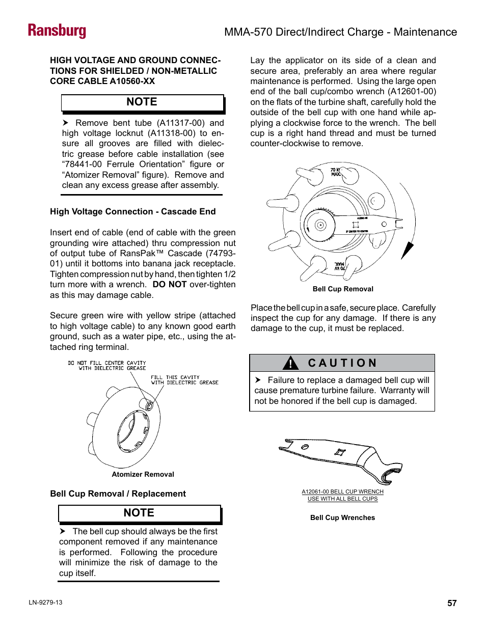 Ransburg, Mma-570 direct/indirect charge - maintenance | Ransburg MMA-570 Direct_Ind Charge Atomizer A13366 User Manual | Page 60 / 109