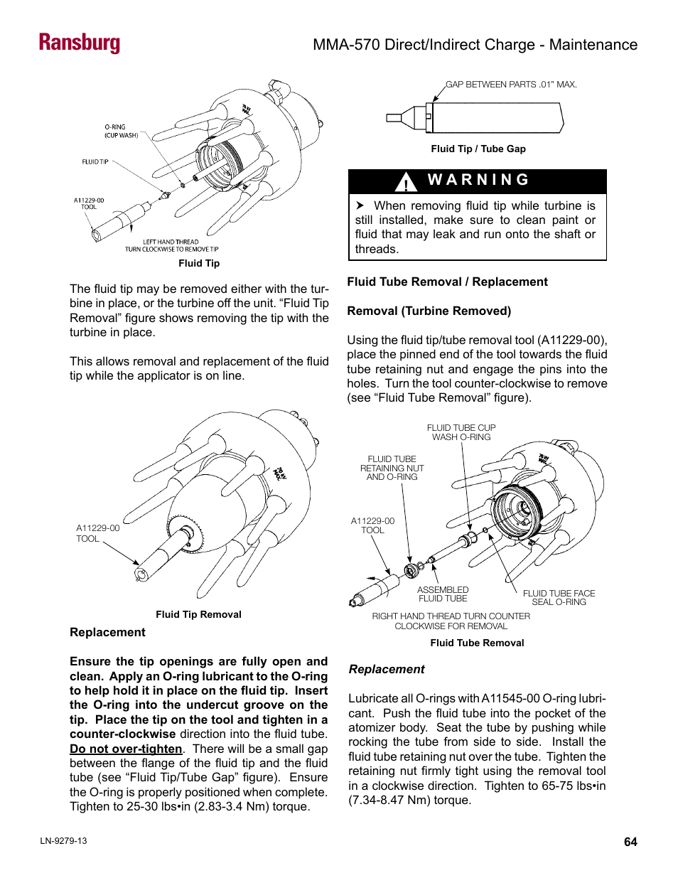 Ransburg, Mma-570 direct/indirect charge - maintenance | Ransburg MMA-570 Direct_Ind Charge Atomizer A13366 User Manual | Page 67 / 109