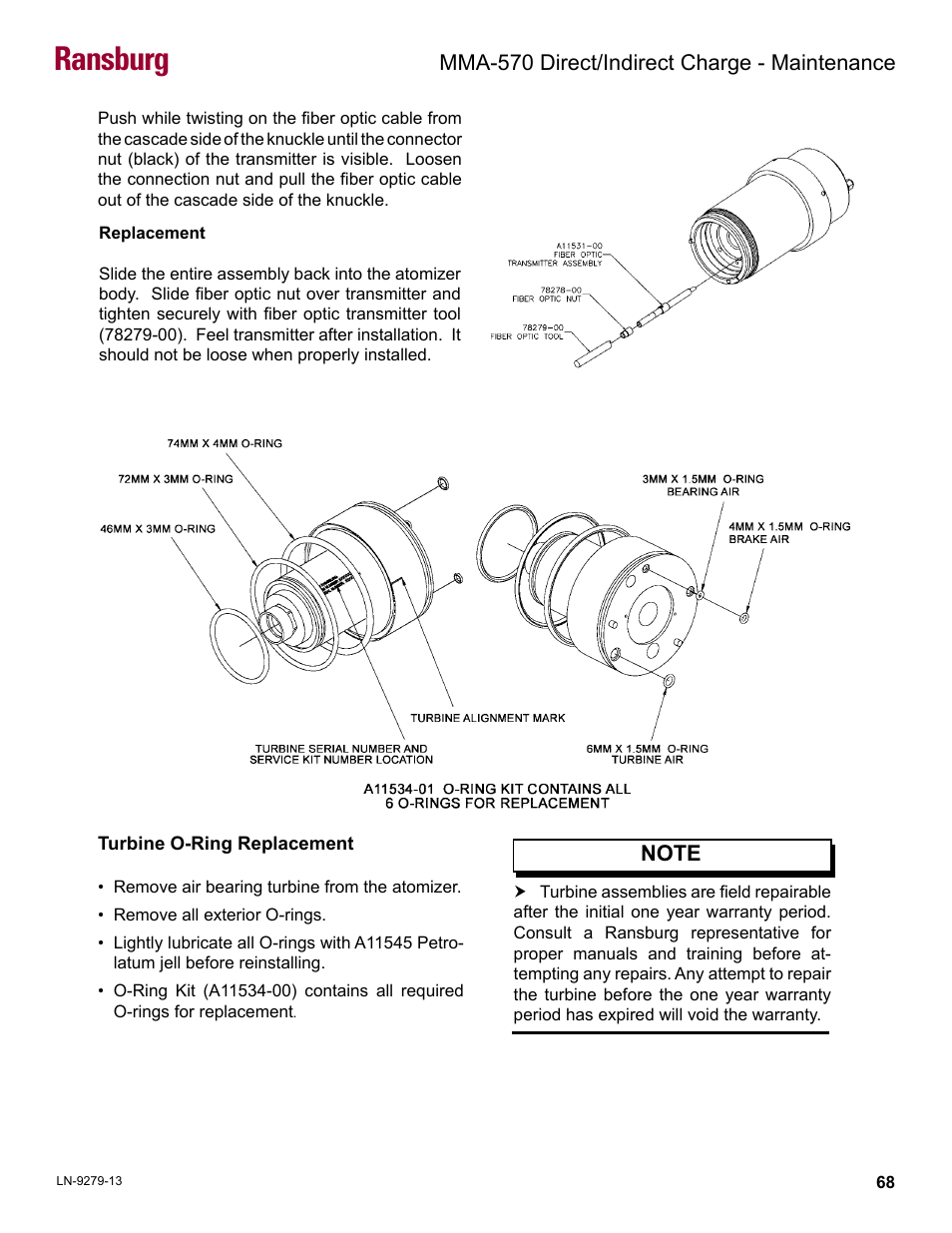 Ransburg, Mma-570 direct/indirect charge - maintenance | Ransburg MMA-570 Direct_Ind Charge Atomizer A13366 User Manual | Page 71 / 109