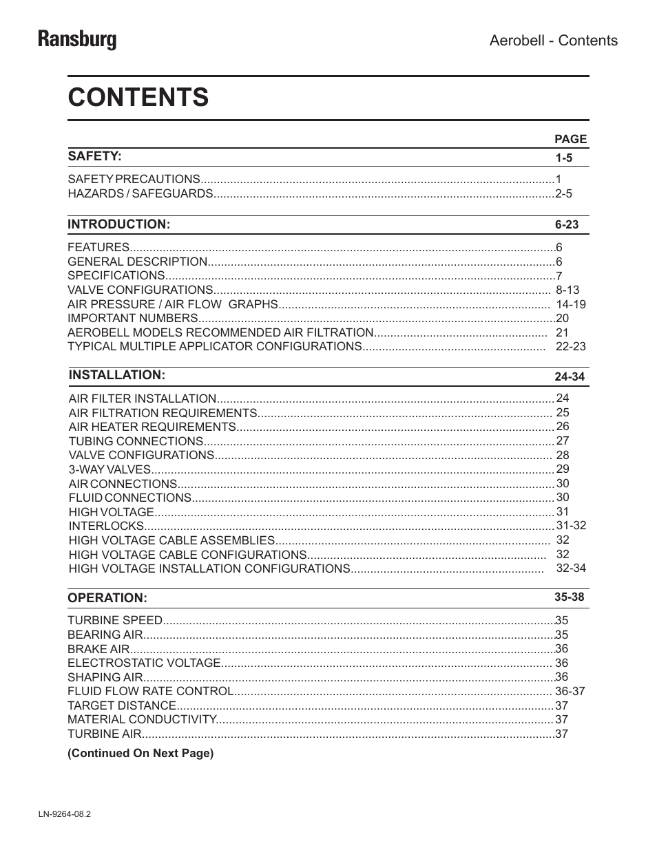 Ransburg Aerobell (Std.) Rotary Atomizer A12381 User Manual | Page 3 / 89