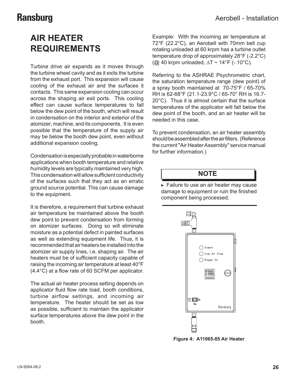 Ransburg, Air heater requirements | Ransburg Aerobell (Std.) Rotary Atomizer A12381 User Manual | Page 30 / 89