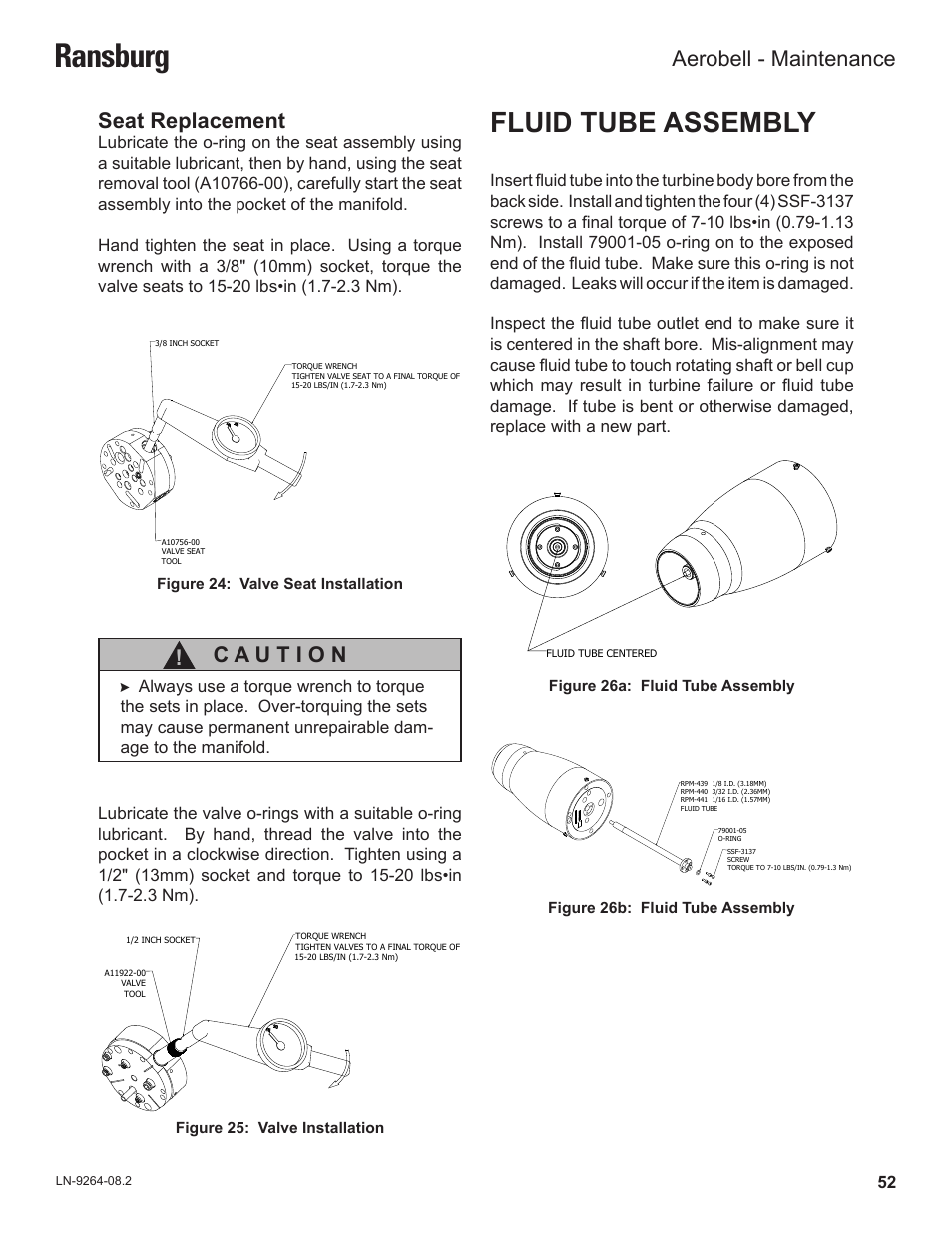 Ransburg, Fluid tube assembly, Seat replacement | Aerobell - maintenance | Ransburg Aerobell (Std.) Rotary Atomizer A12381 User Manual | Page 56 / 89
