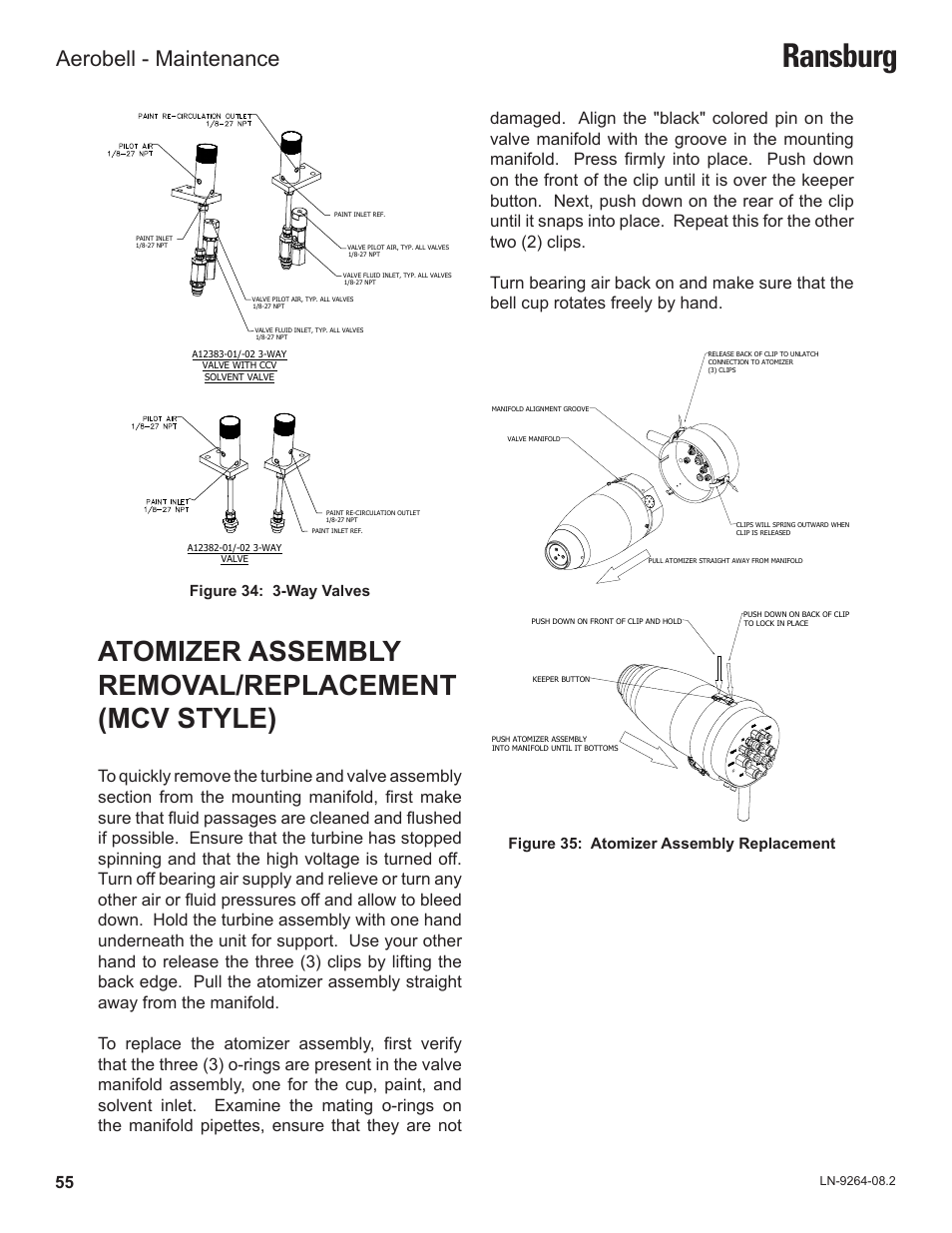Ransburg, Atomizer assembly removal/replacement (mcv style), Aerobell - maintenance | Ransburg Aerobell (Std.) Rotary Atomizer A12381 User Manual | Page 59 / 89