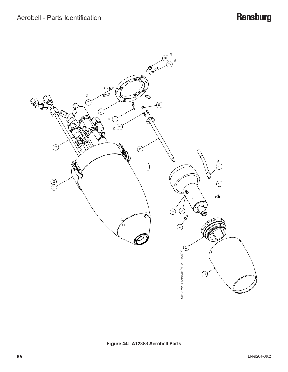 Ransburg, Aerobell - parts identification | Ransburg Aerobell (Std.) Rotary Atomizer A12381 User Manual | Page 69 / 89
