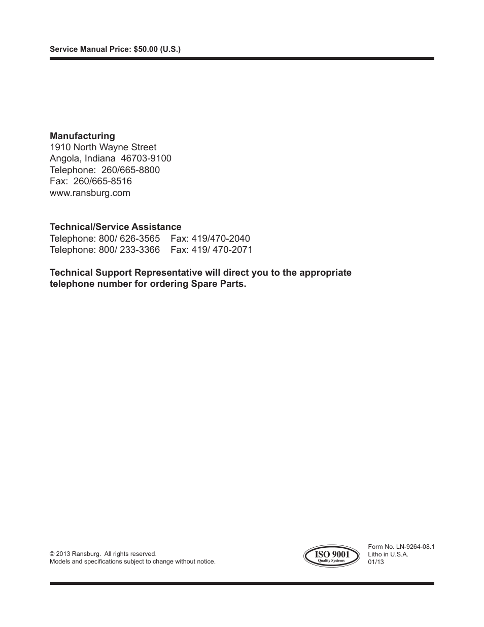 Ransburg Aerobell (Std.) Rotary Atomizer A12381 User Manual | Page 89 / 89