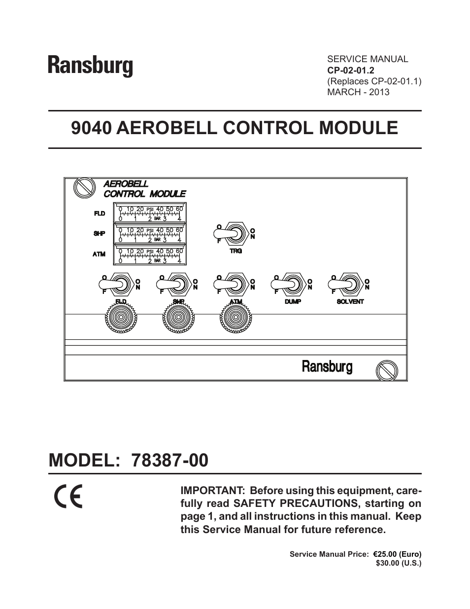 Ransburg 9040 Aerobell Control Module 78387-00 User Manual | 33 pages