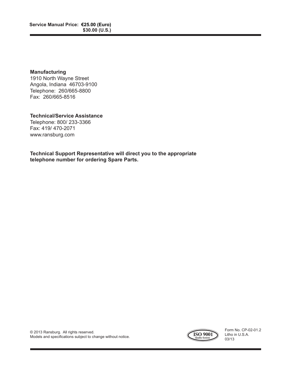 Ransburg 9040 Aerobell Control Module 78387-00 User Manual | Page 33 / 33