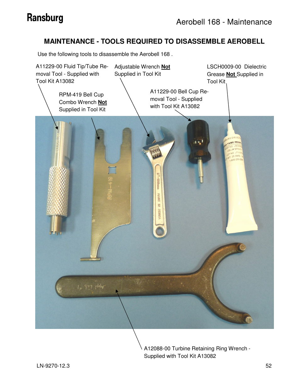 Aerobell 168 - maintenance | Ransburg Aerobell 168 A12787 User Manual | Page 55 / 116