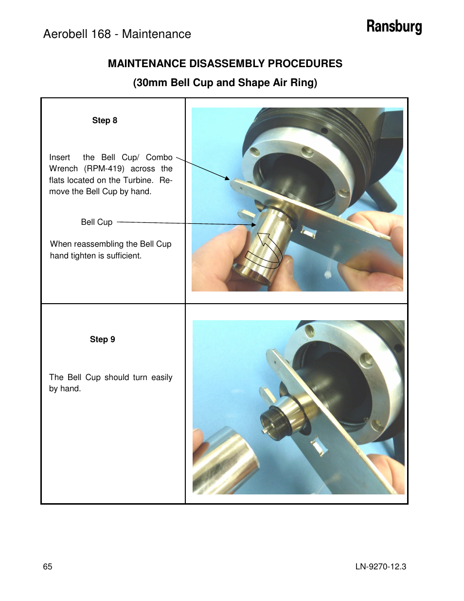 Aerobell 168 - maintenance | Ransburg Aerobell 168 A12787 User Manual | Page 68 / 116