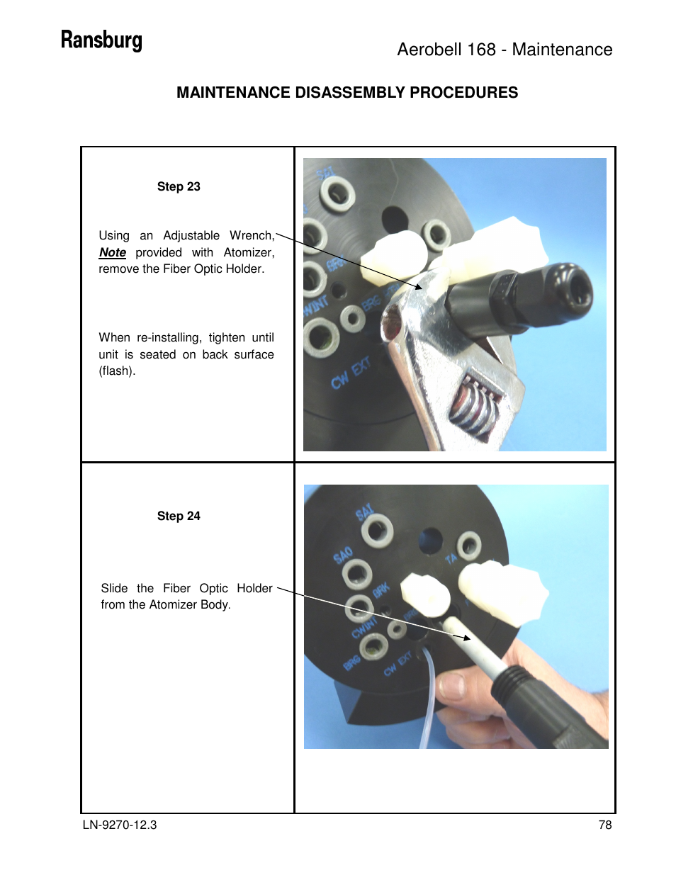 Aerobell 168 - maintenance, Maintenance disassembly procedures | Ransburg Aerobell 168 A12787 User Manual | Page 81 / 116