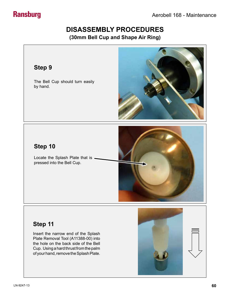 Ransburg, Disassembly procedures | Ransburg Aerobell 168 Atex Approved 13350 User Manual | Page 63 / 106