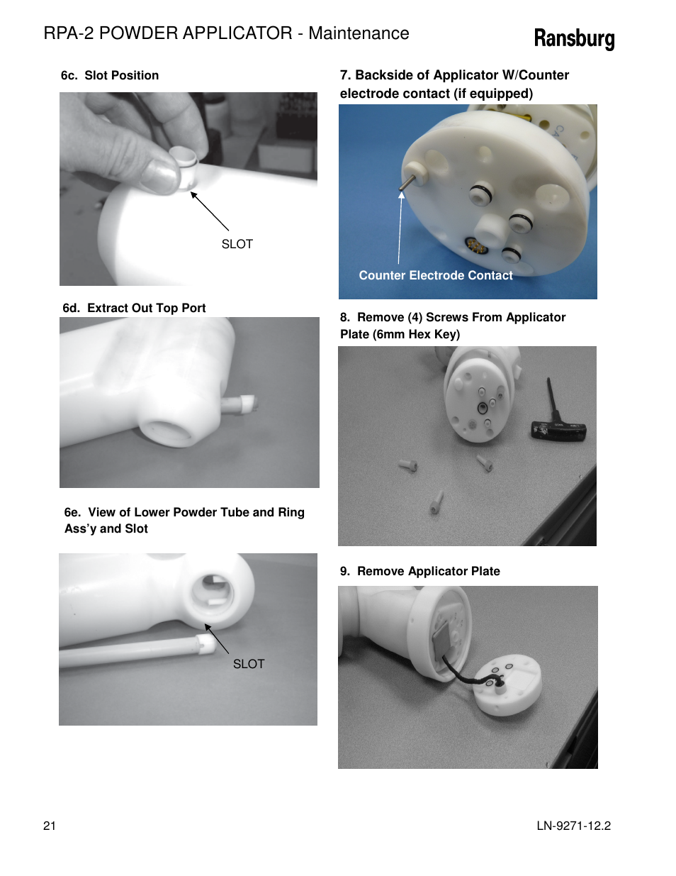 Rpa-2 powder applicator - maintenance | Ransburg RPA-2 Powder Applicator A12950-XXX User Manual | Page 24 / 47