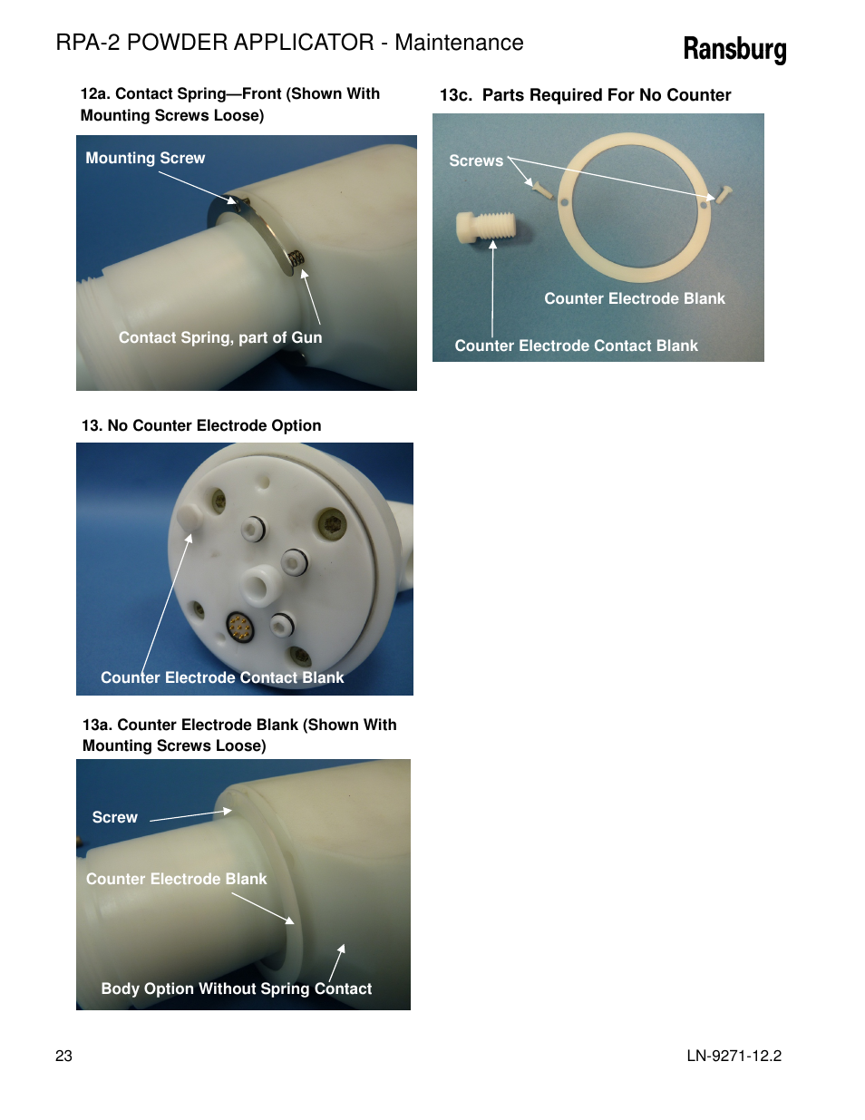 Rpa-2 powder applicator - maintenance | Ransburg RPA-2 Powder Applicator A12950-XXX User Manual | Page 26 / 47