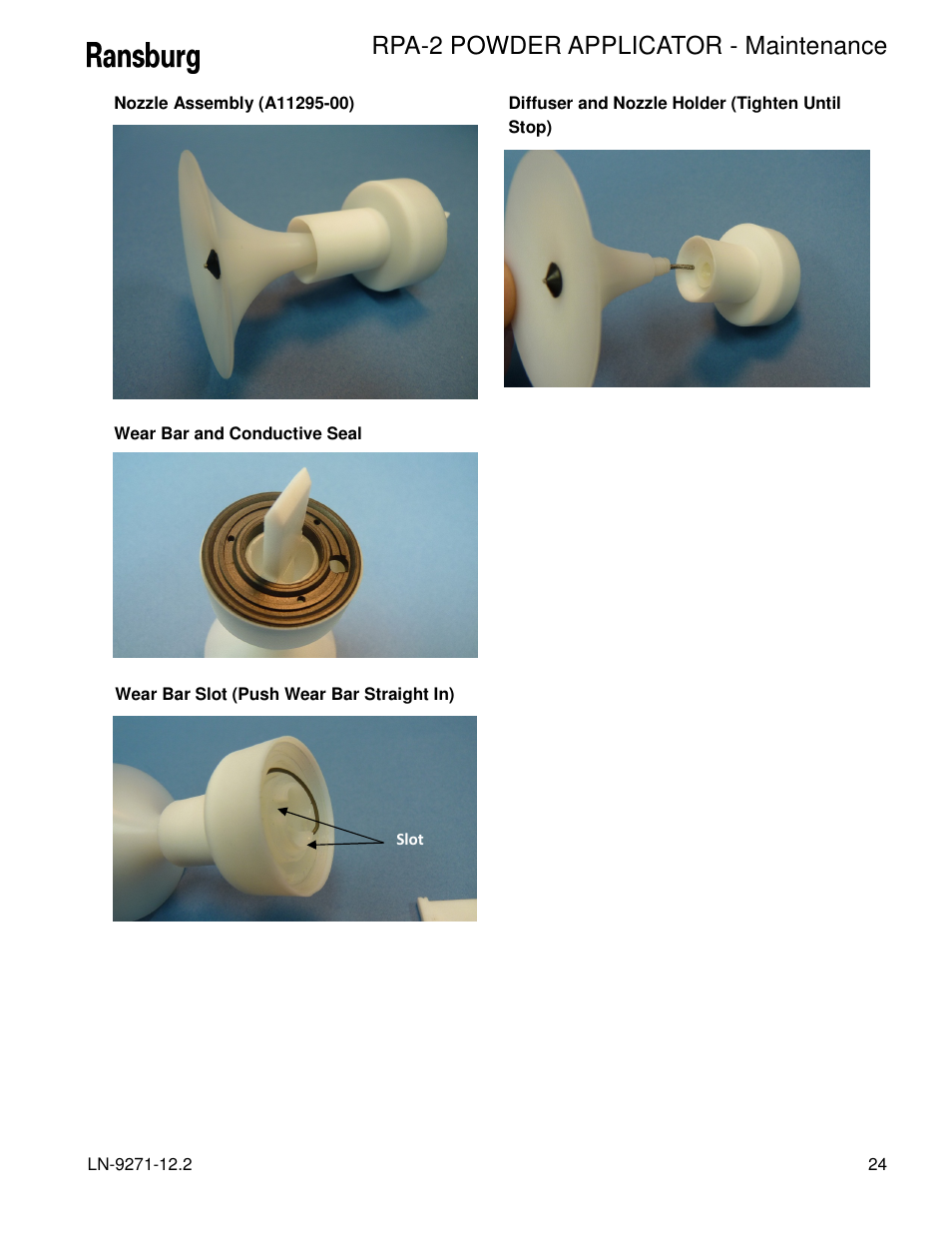 Rpa-2 powder applicator - maintenance | Ransburg RPA-2 Powder Applicator A12950-XXX User Manual | Page 27 / 47