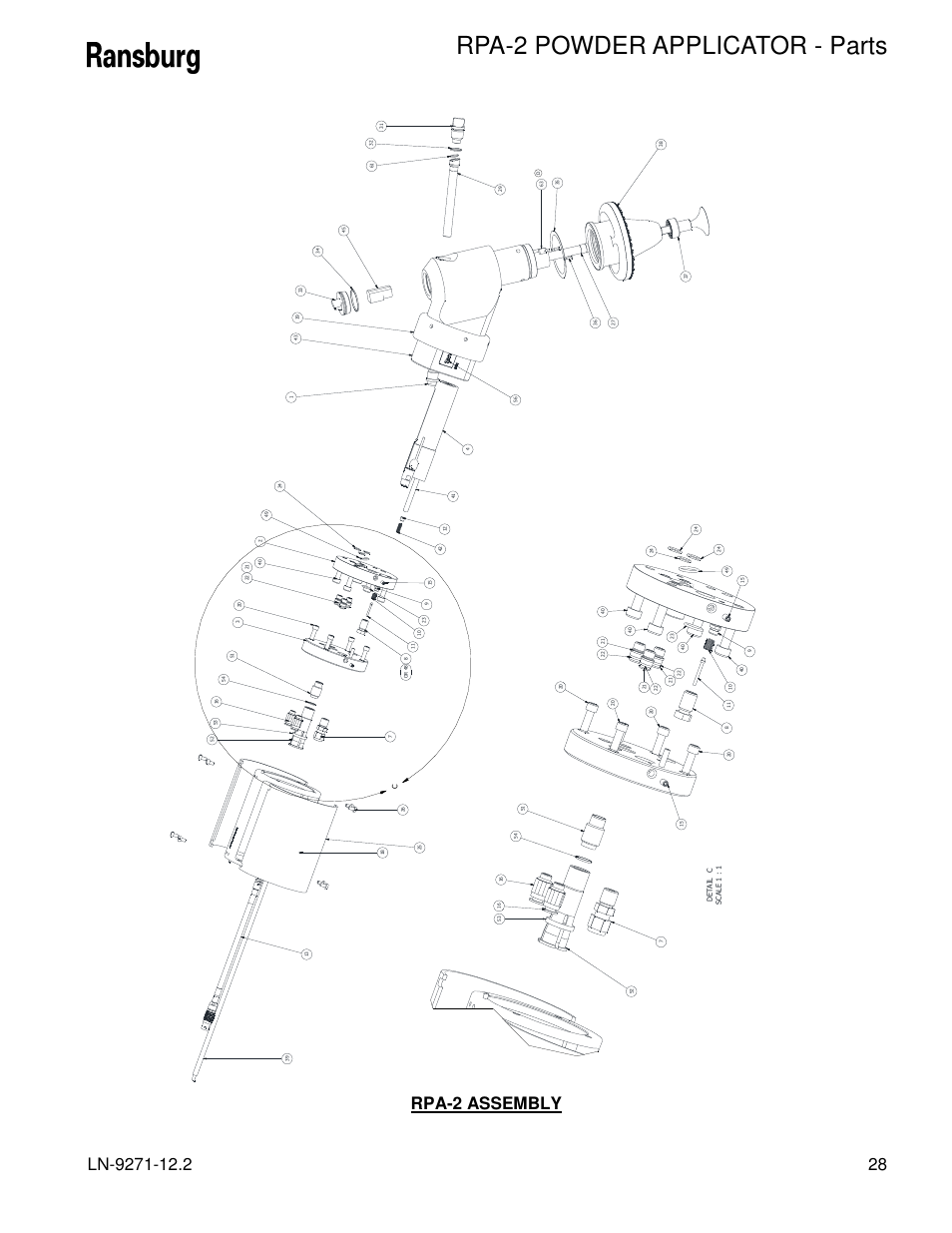 Rpa-2 powder applicator - parts | Ransburg RPA-2 Powder Applicator A12950-XXX User Manual | Page 31 / 47