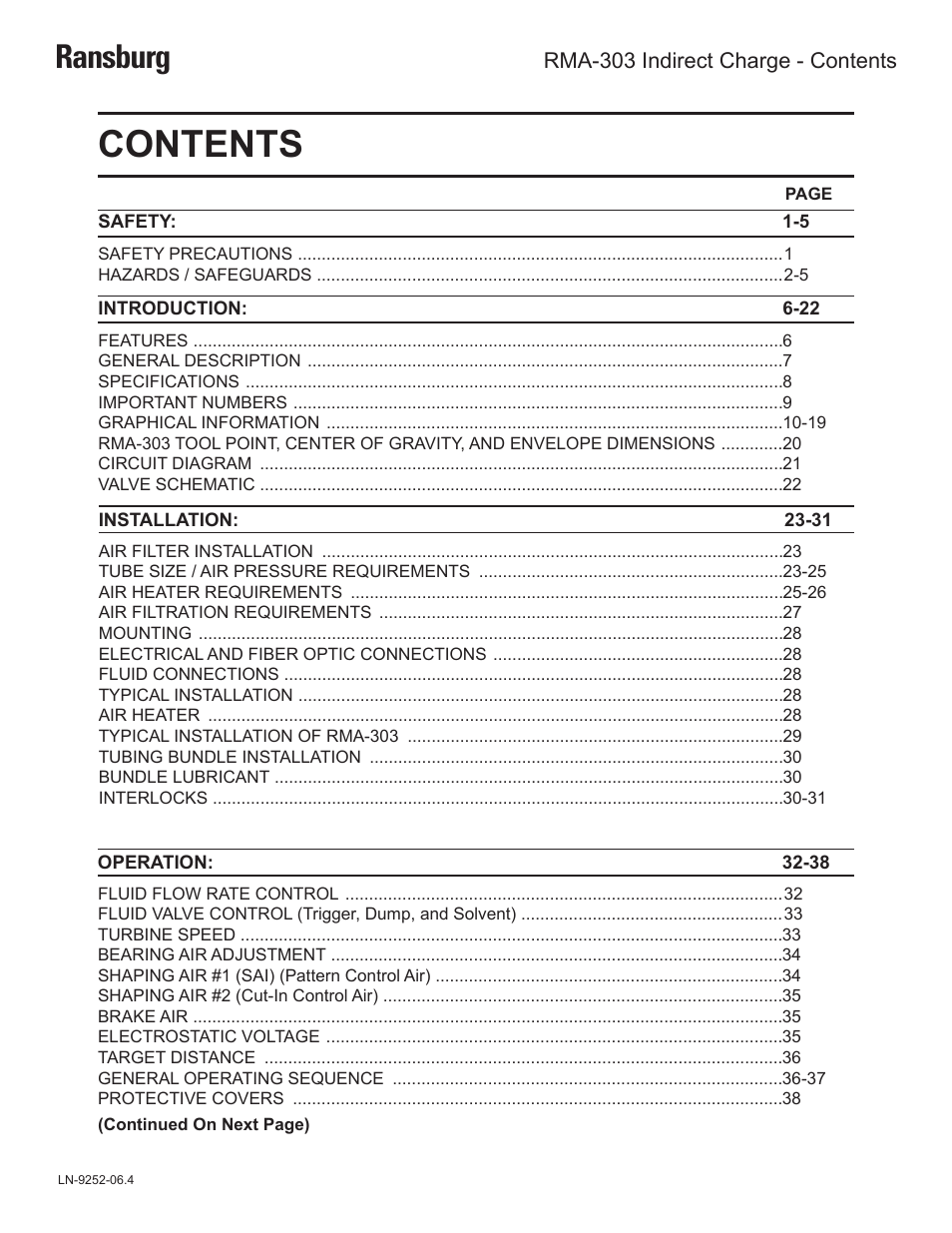 Ransburg RMA Indirect A11600 User Manual | Page 3 / 103