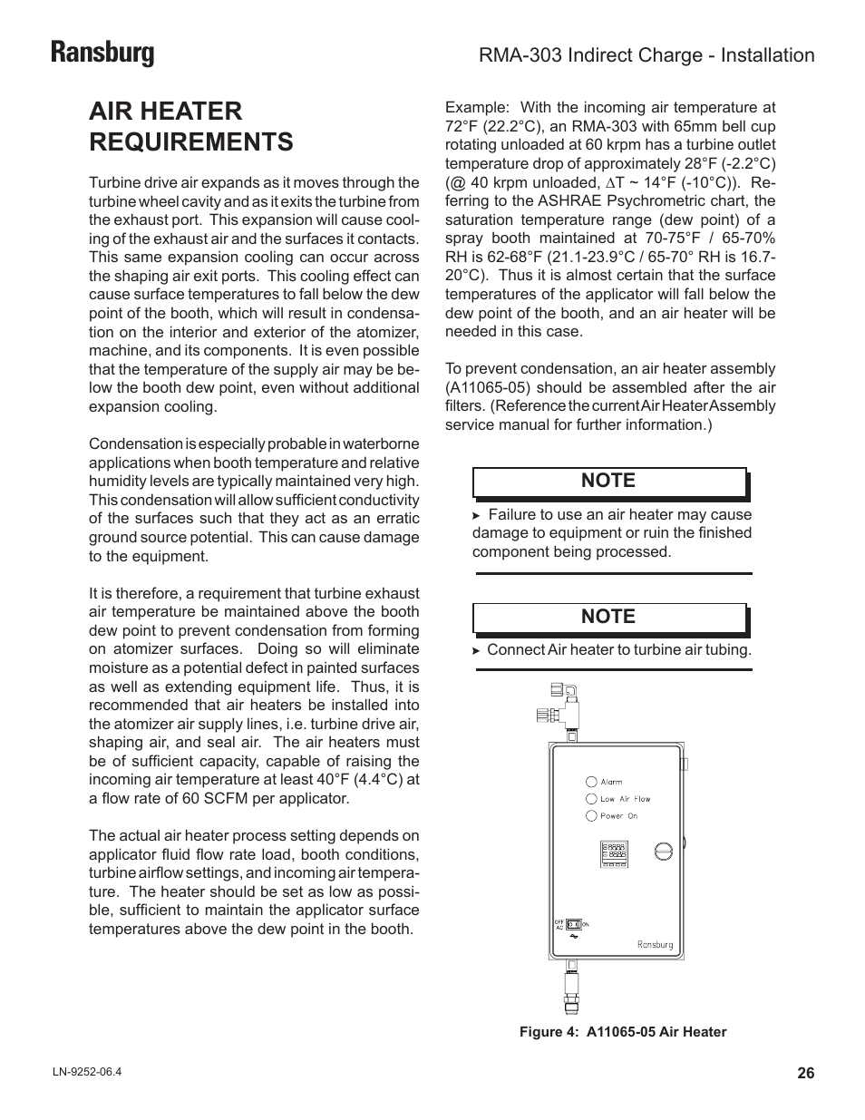 Ransburg, Air heater requirements | Ransburg RMA Indirect A11600 User Manual | Page 30 / 103