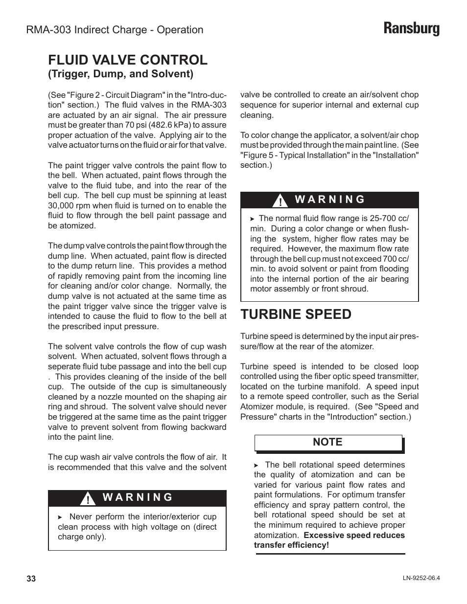 Ransburg, Fluid valve control, Turbine speed | Ransburg RMA Indirect A11600 User Manual | Page 37 / 103