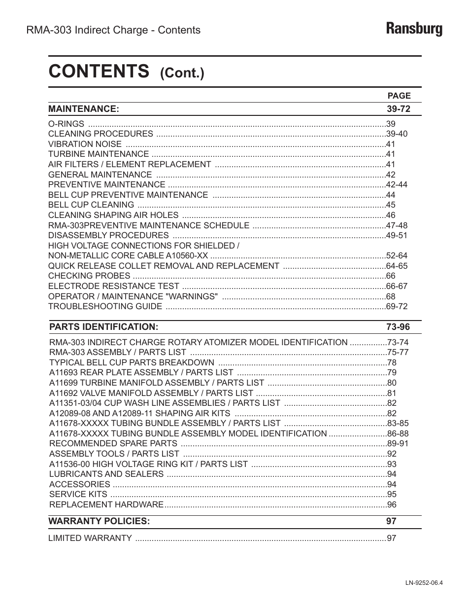 Ransburg RMA Indirect A11600 User Manual | Page 4 / 103