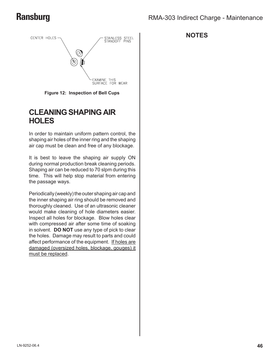 Ransburg, Cleaning shaping air holes | Ransburg RMA Indirect A11600 User Manual | Page 50 / 103
