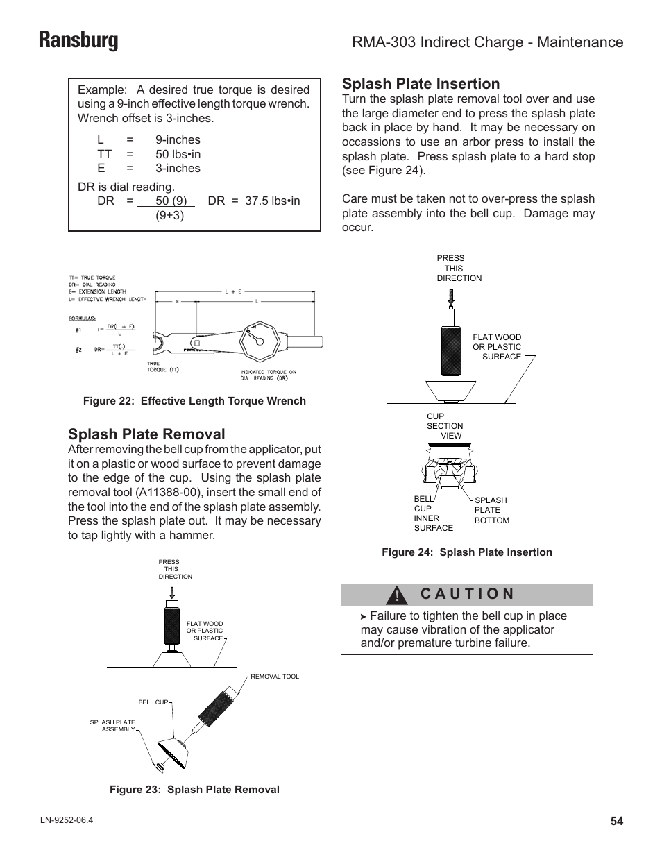 Ransburg, Splash plate removal, Splash plate insertion | Rma-303 indirect charge - maintenance | Ransburg RMA Indirect A11600 User Manual | Page 58 / 103